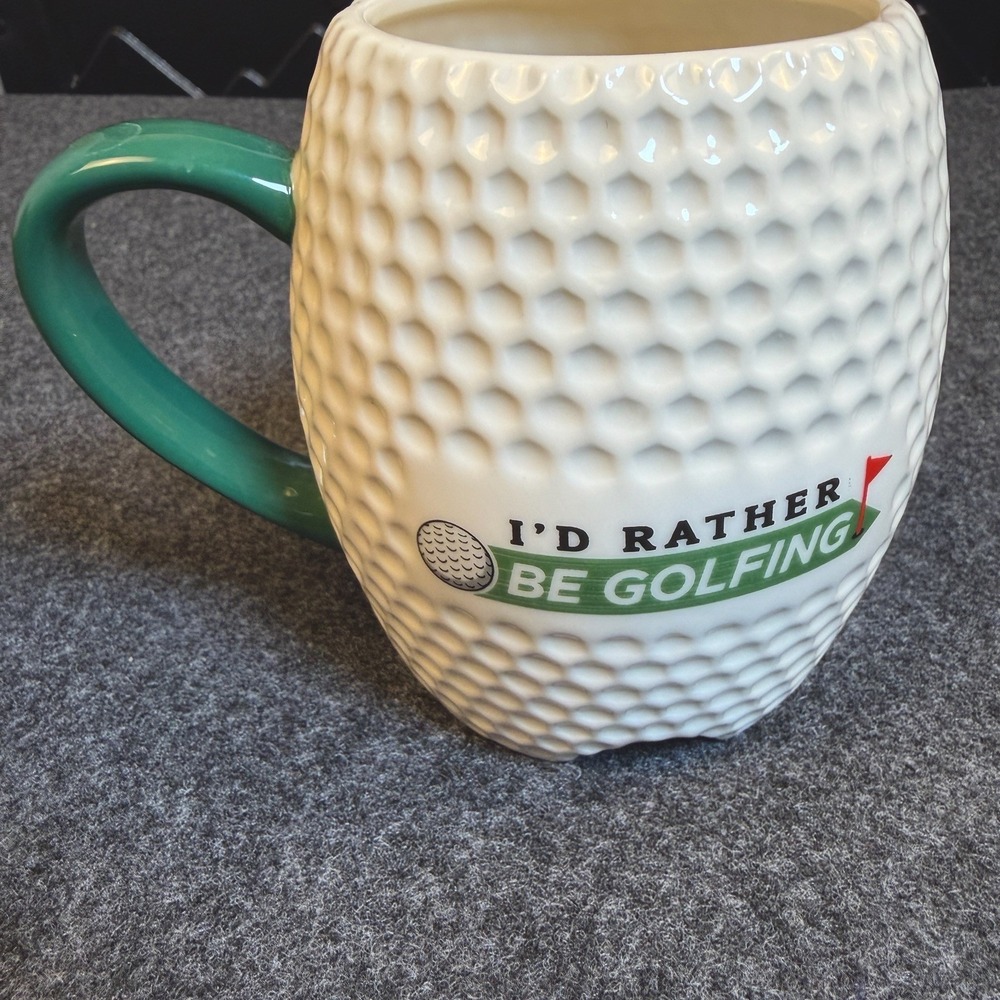 Golf Ball Texture Mug "I'd‎ Rather Be Golfing"  Coffee Tea Cocoa Cup Novelty